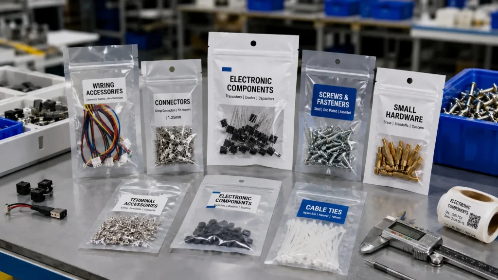 3 side seal pouches - electronic components