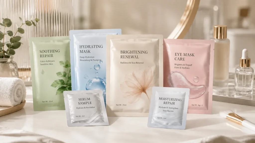 3 side seal pouches - skincare packaging