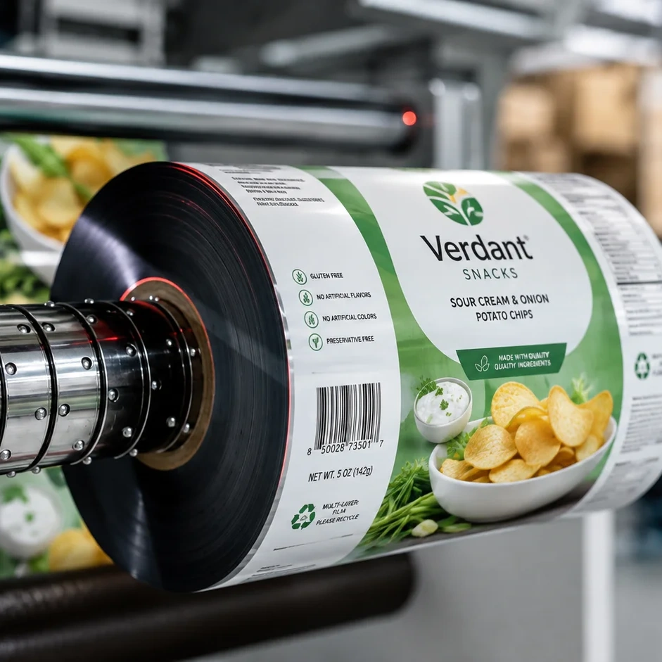 Custom printed rollstock film for automated packaging