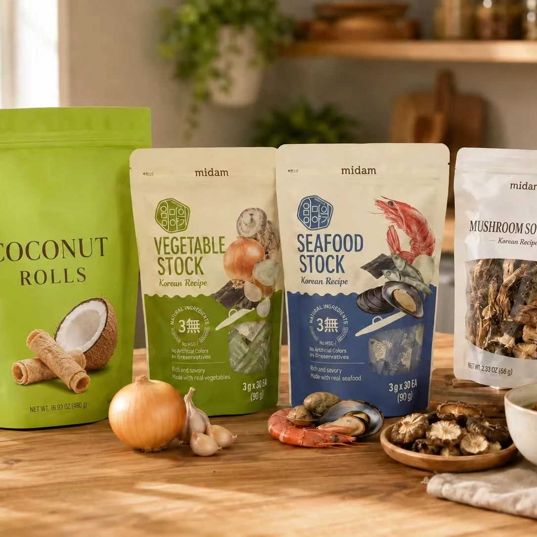 Custom stand-up flexible packaging pouches