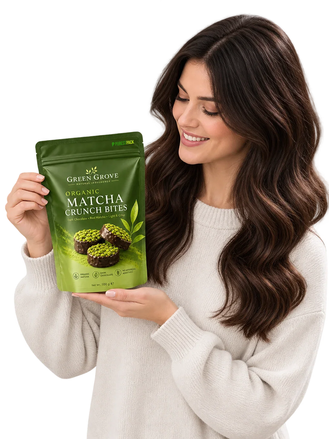 Customer holding a custom printed flexible packaging pouch
