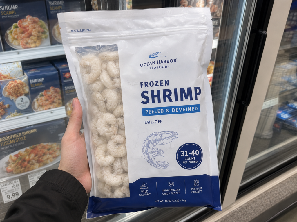 Custom frozen food packaging bags for peeled frozen shrimp