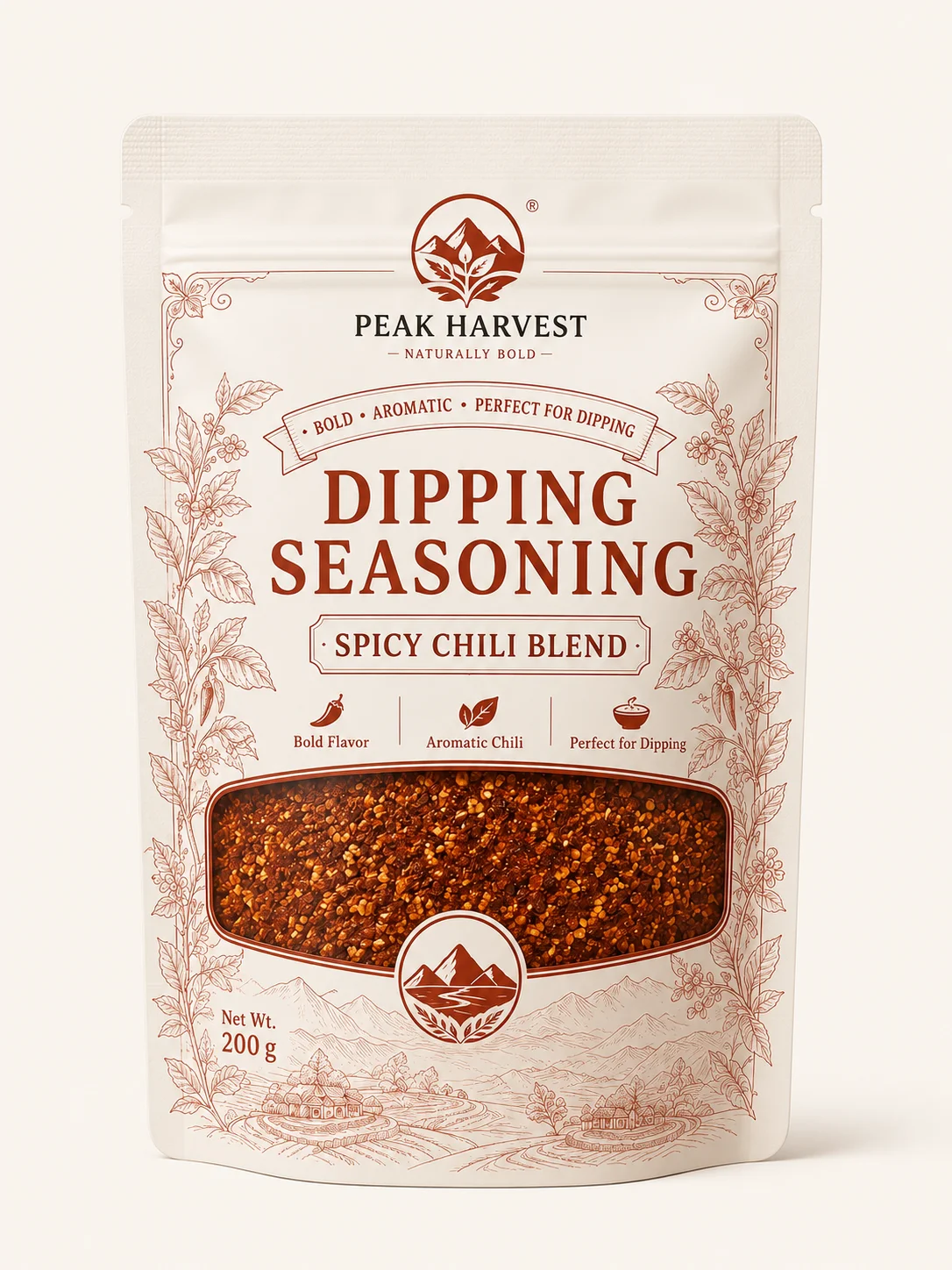 Condiment packaging bags for chili seasoning