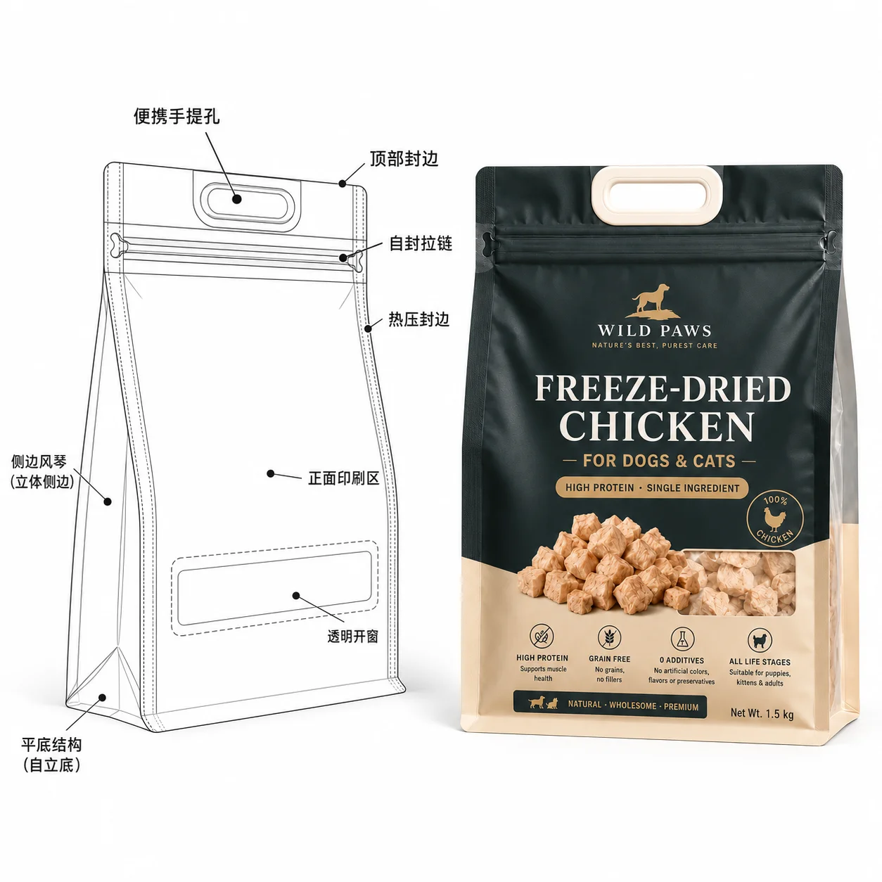 Custom Freeze-Dried Pet Food Packaging | Custom Printed Pet Food Pouches - Image 4