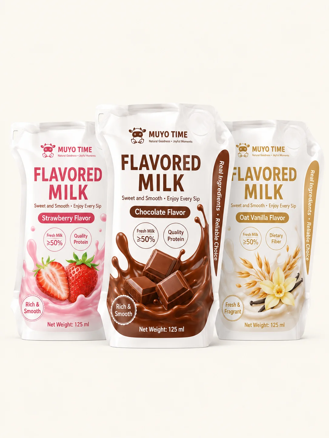 Custom dairy packaging pouches for milk and dairy beverages