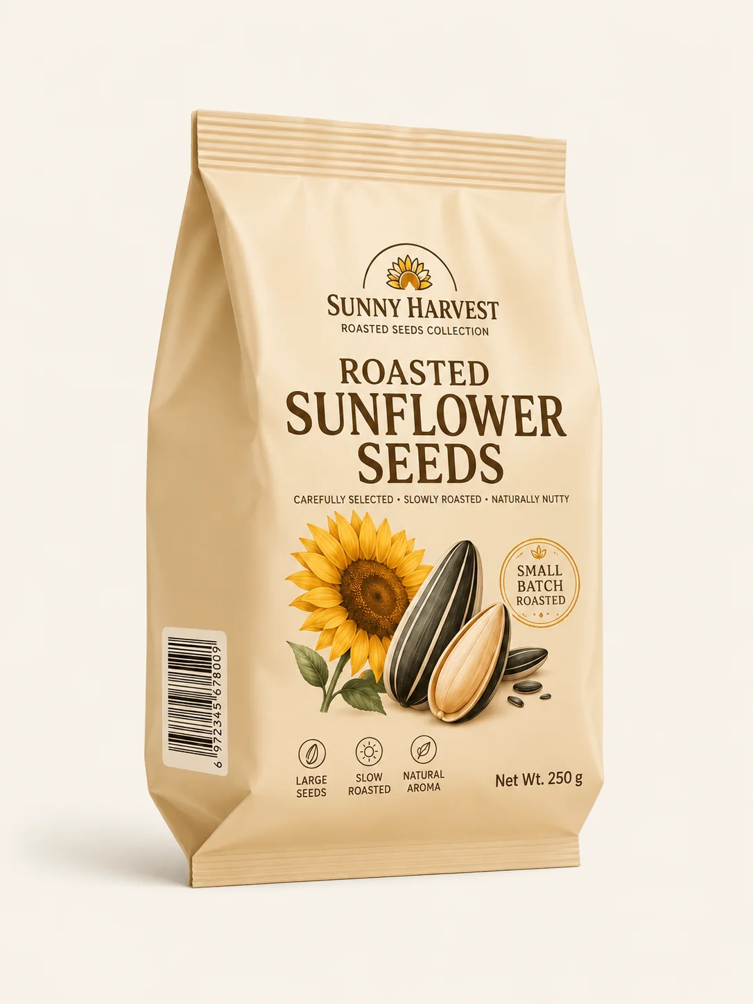 Custom roasted seeds and kernels snack pouch