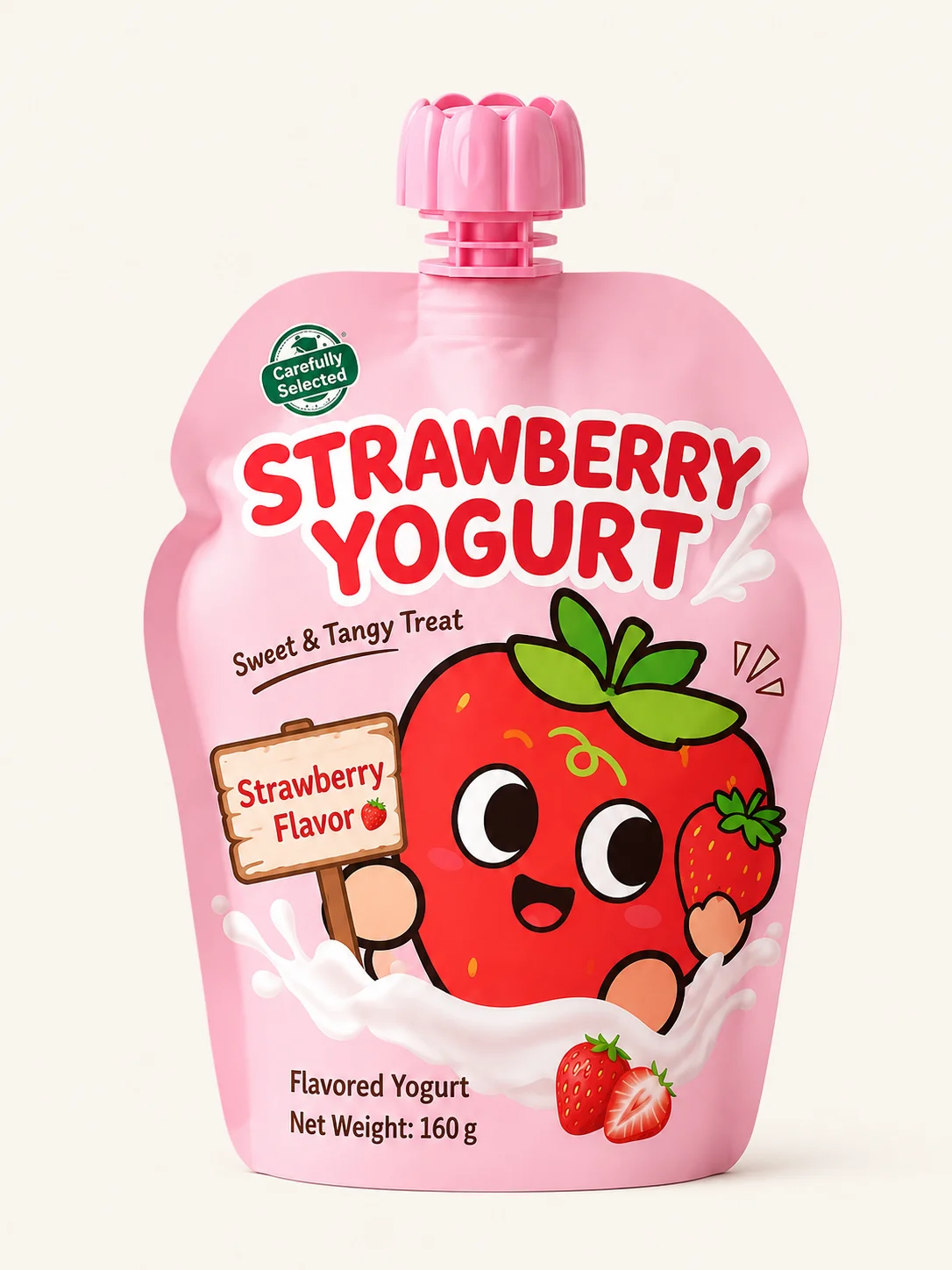 Custom dairy packaging pouches with resealable spouts for yogurt