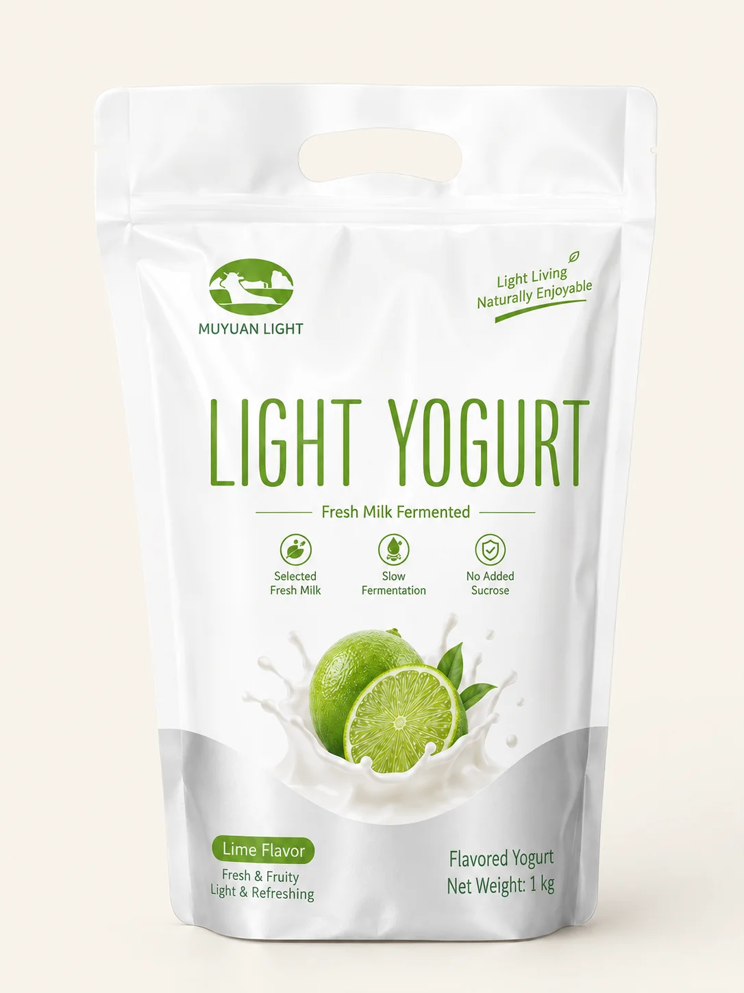 Dairy product packaging bags for cultured yogurt products