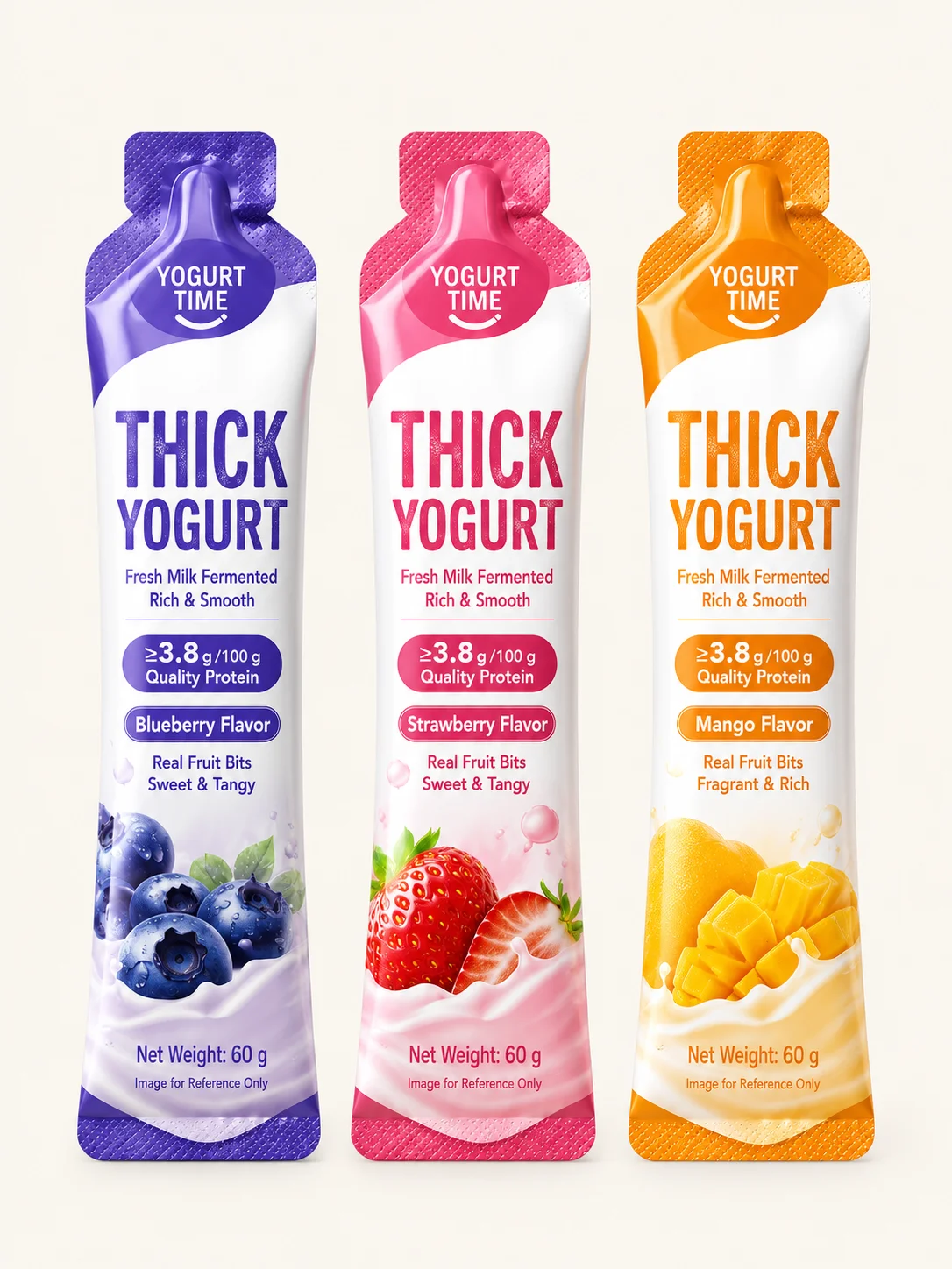 Custom dairy packaging pouches for single-serve yogurt sticks
