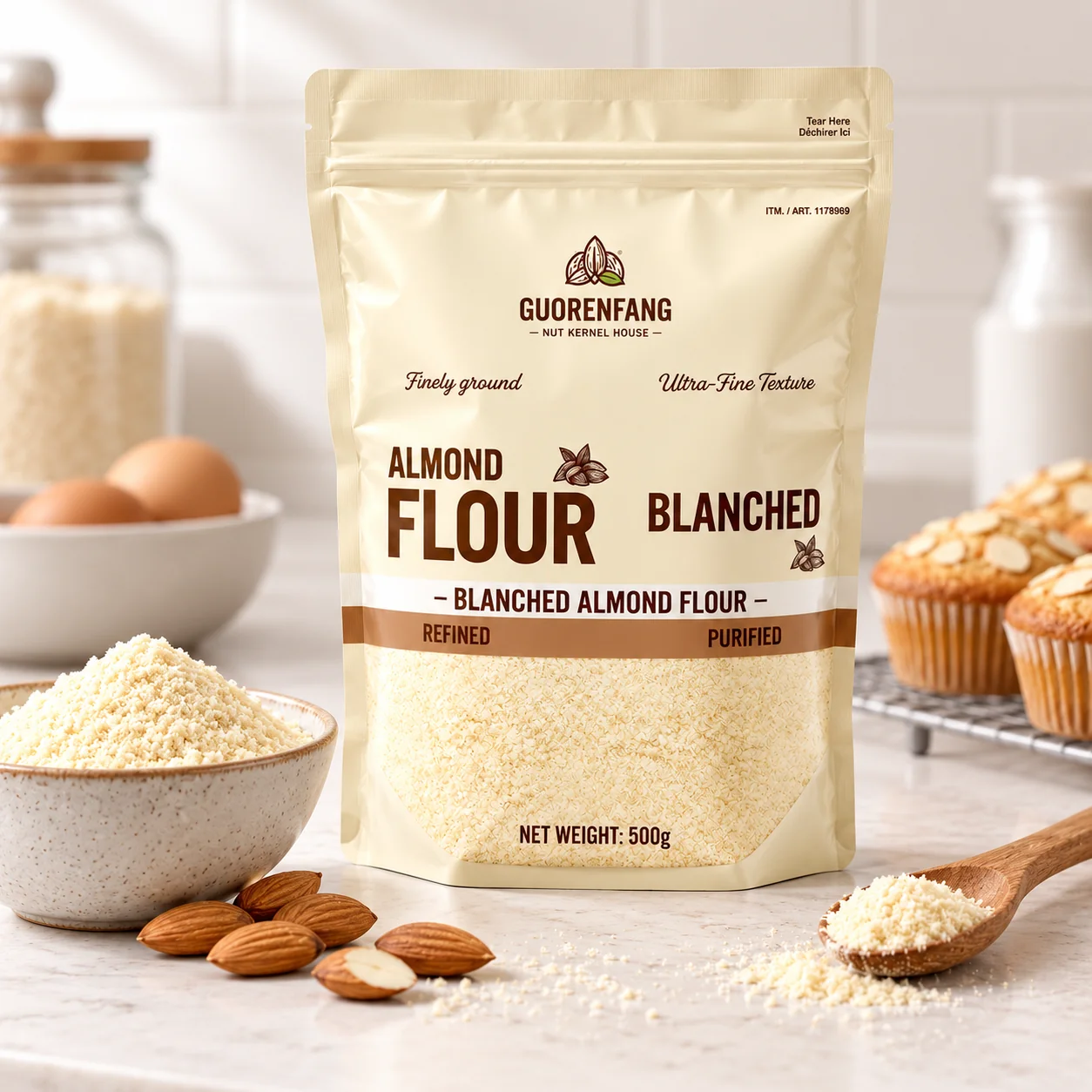almond flour stand up pouches baking application