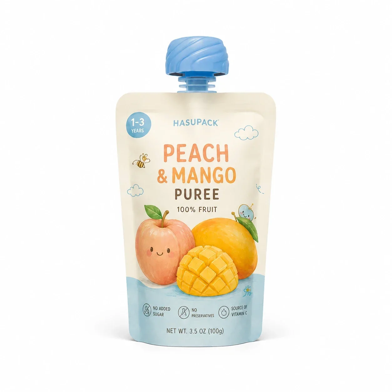 Food-Grade 121 degree C Retort Fruit Puree Spout Pouch Customization: BPA-Free, Aluminum-Foil-Free High-Barrier Stand-Up Spout Pouch for Baby Food packaging view