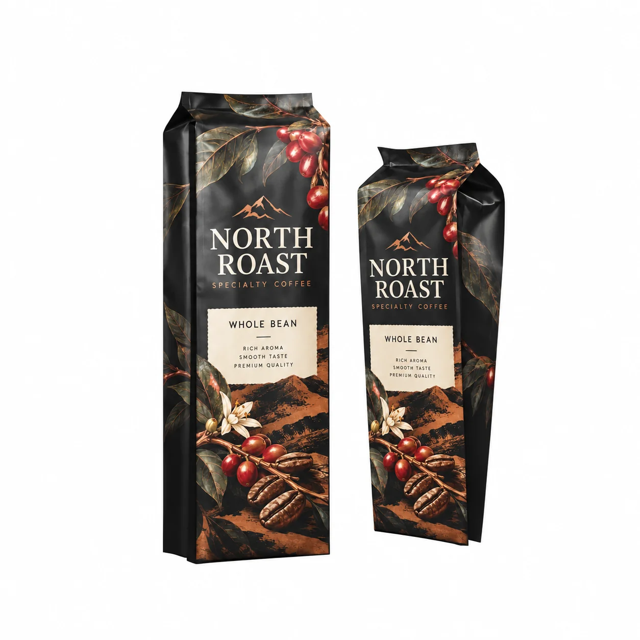 quad seal coffee bags size range