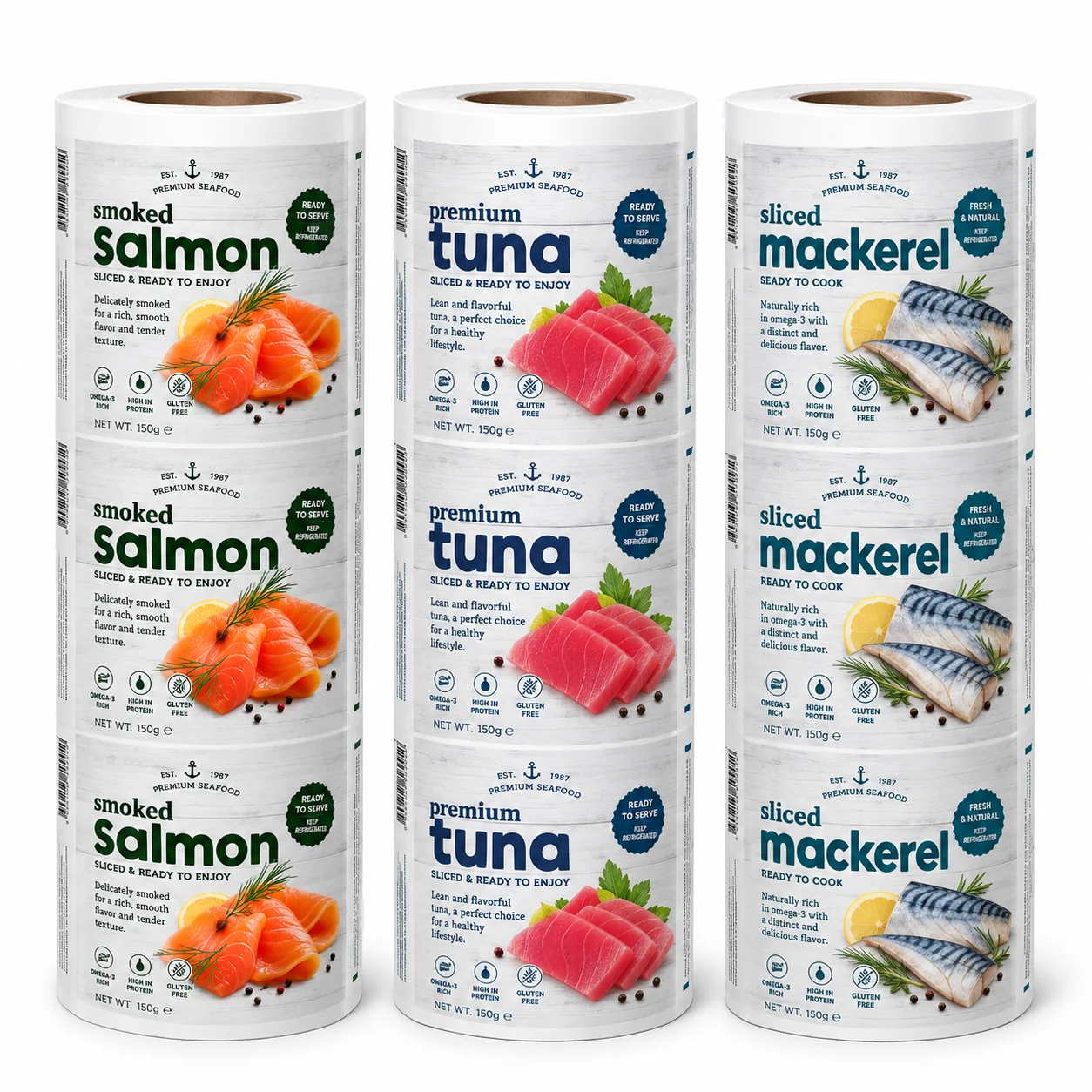 Custom lidding film rolls for meat and food packaging