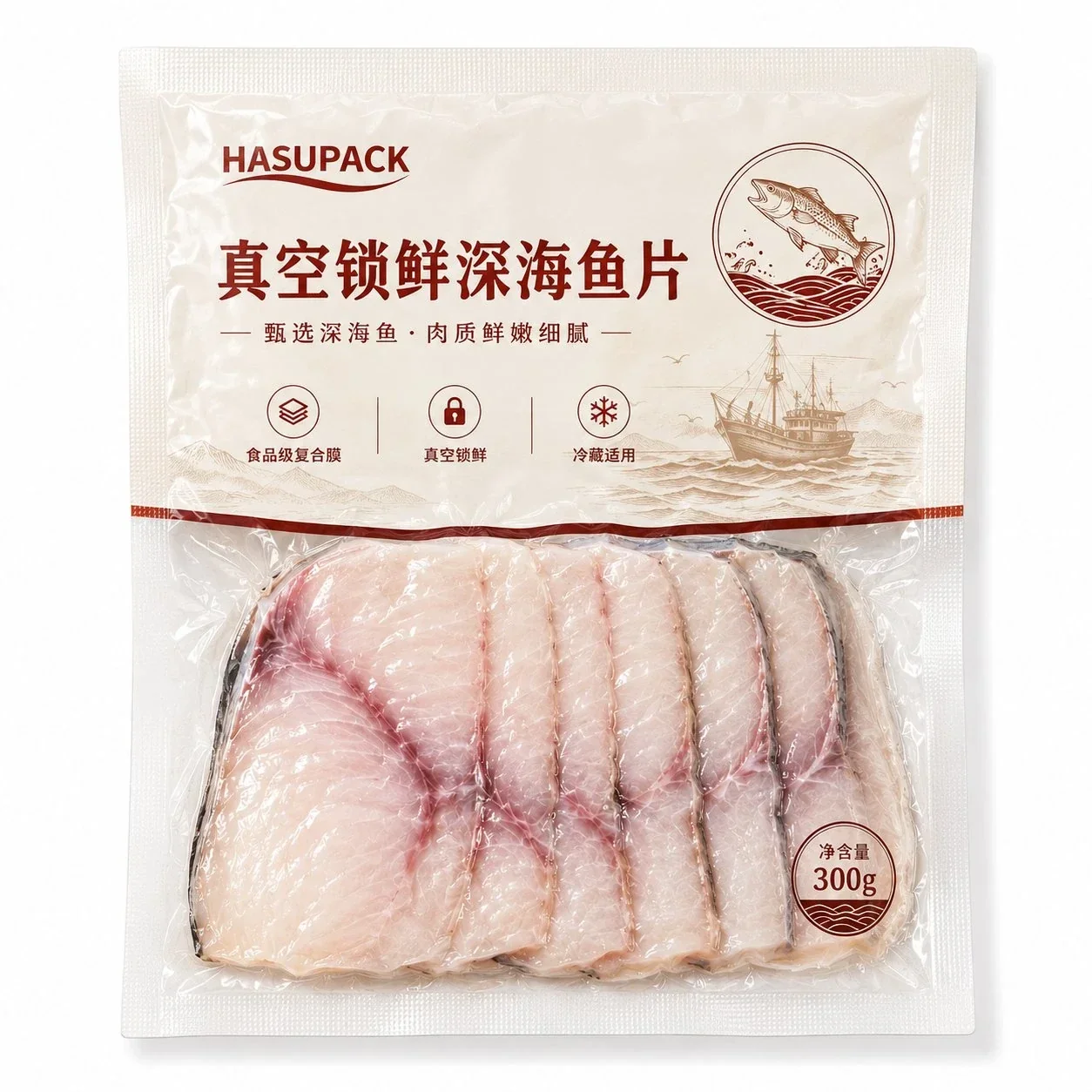 Food Vacuum Pouch Customization: Freezer Pouch Manufacturer for Fish Fillets, Seafood, Deli Meat and Fresh Meat packaging view