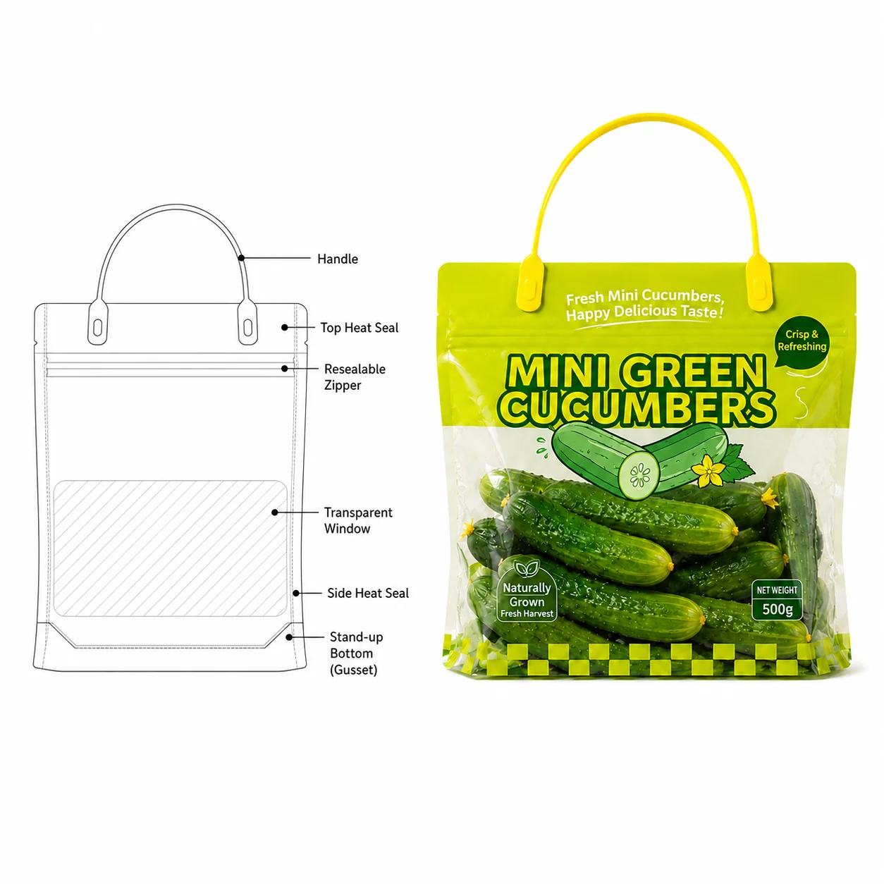 Custom Fresh Produce Bags – Stand-Up Fruit & Vegetable Packaging - Image 4