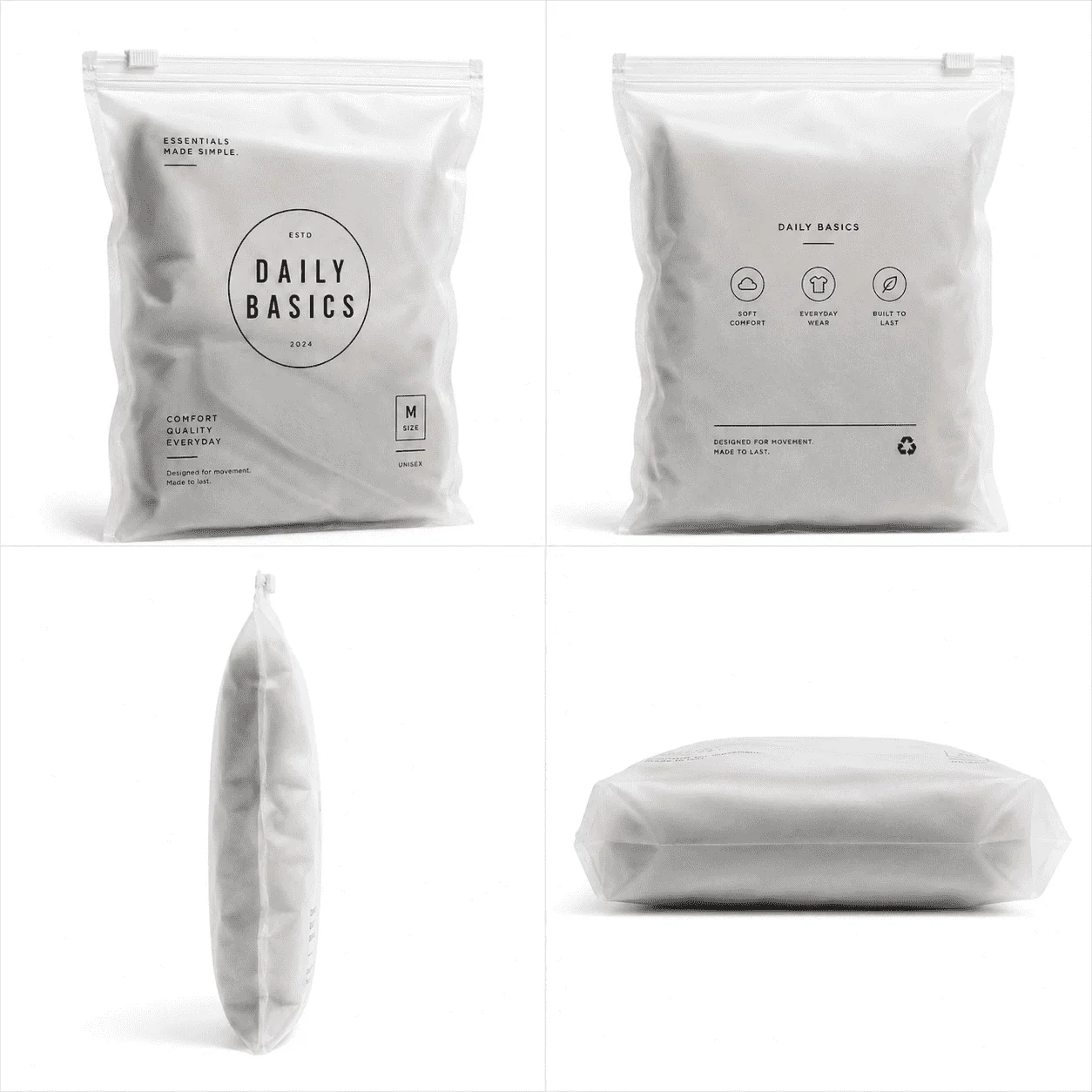 Custom Premium Garment Zipper Pouches, Clothing and Trouser Zipper Bags Manufacturer packaging view