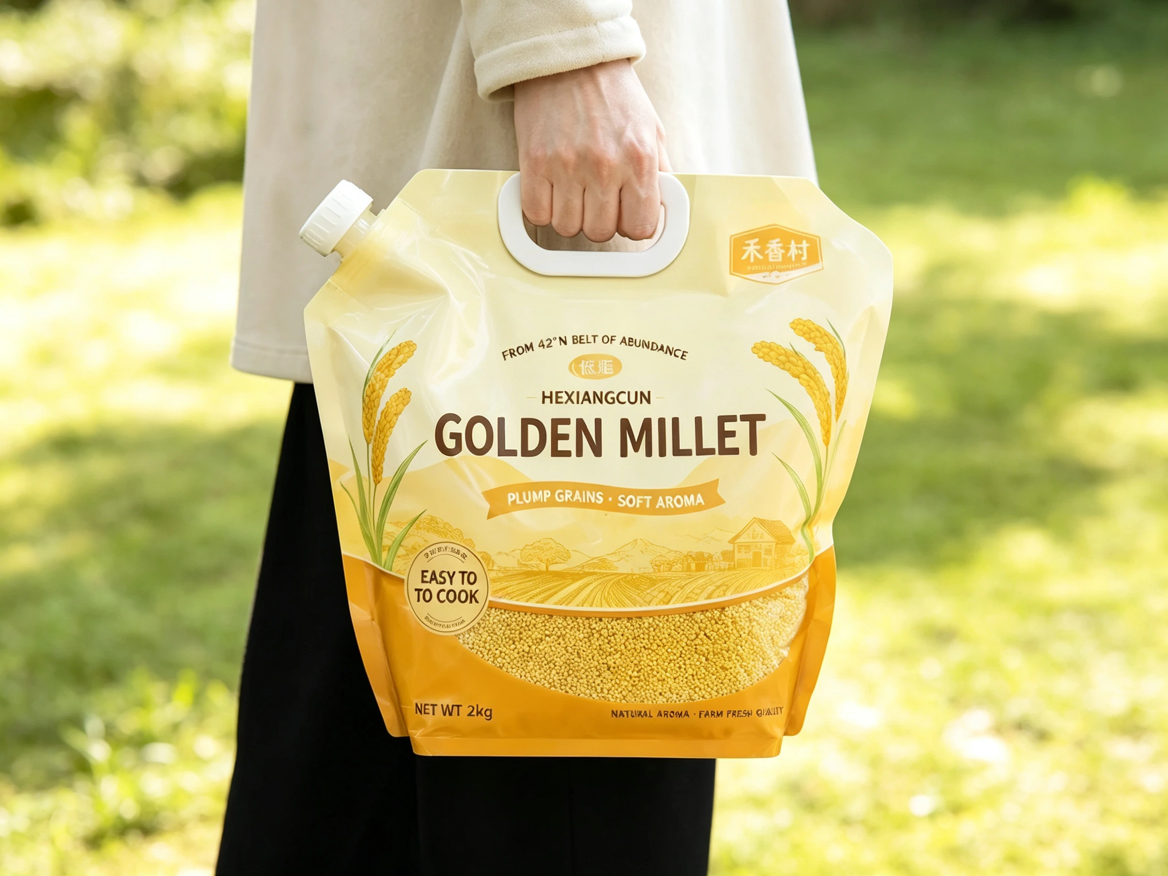 Agricultural product packaging pouches for millet and grain products