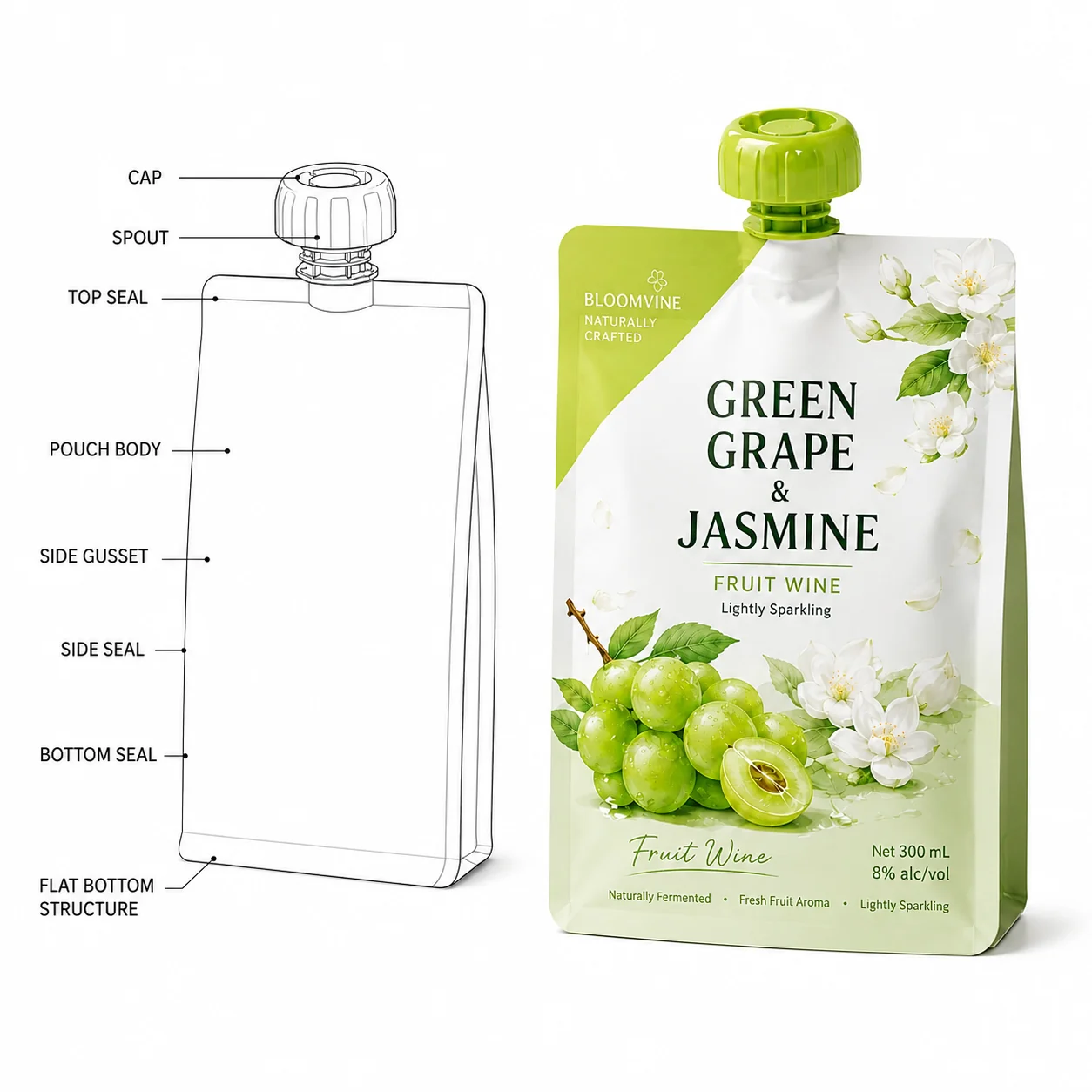 Pouch dieline and structure layout