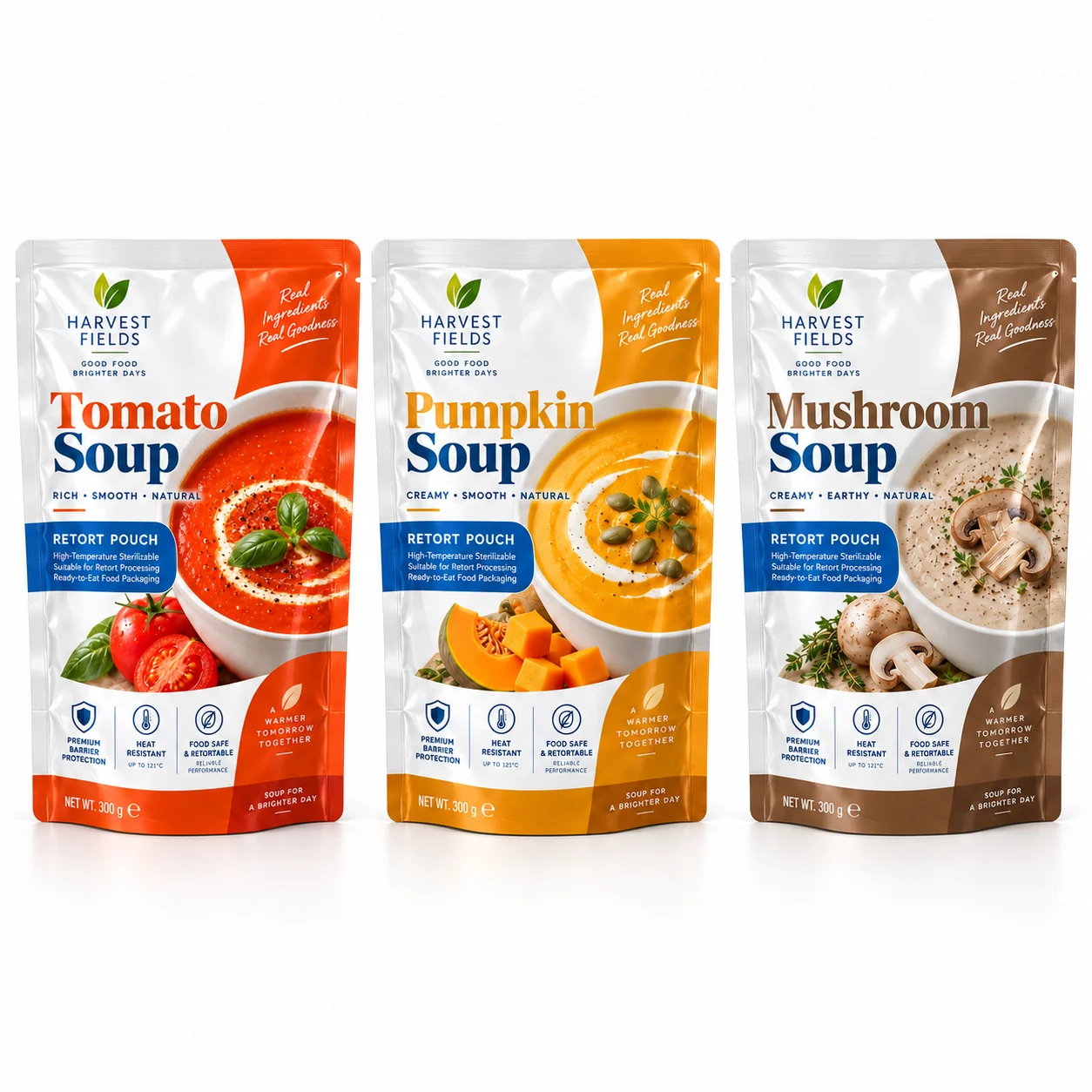 Range of recyclable retort seasoning pouches