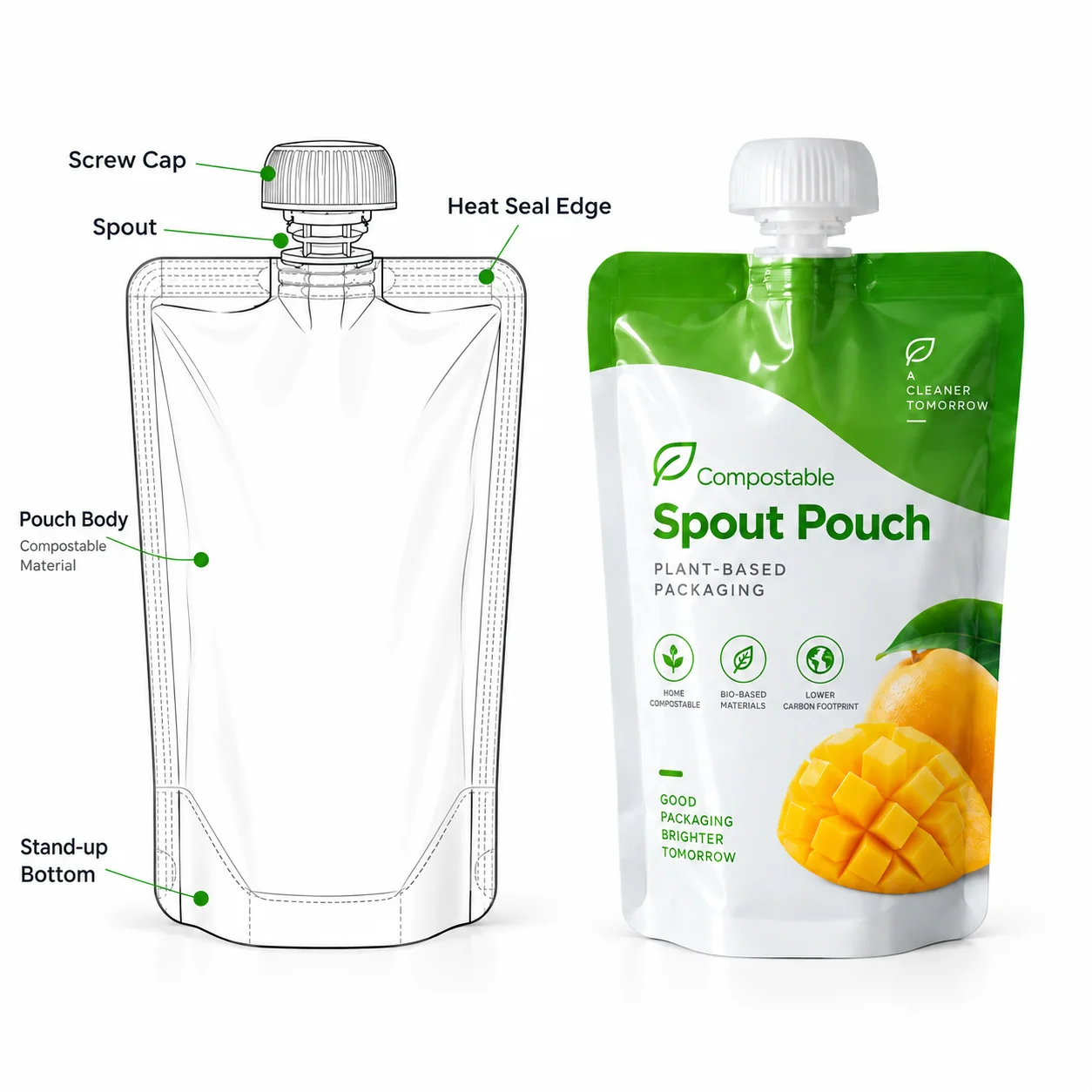 Dimensions and structure of a spout pouch