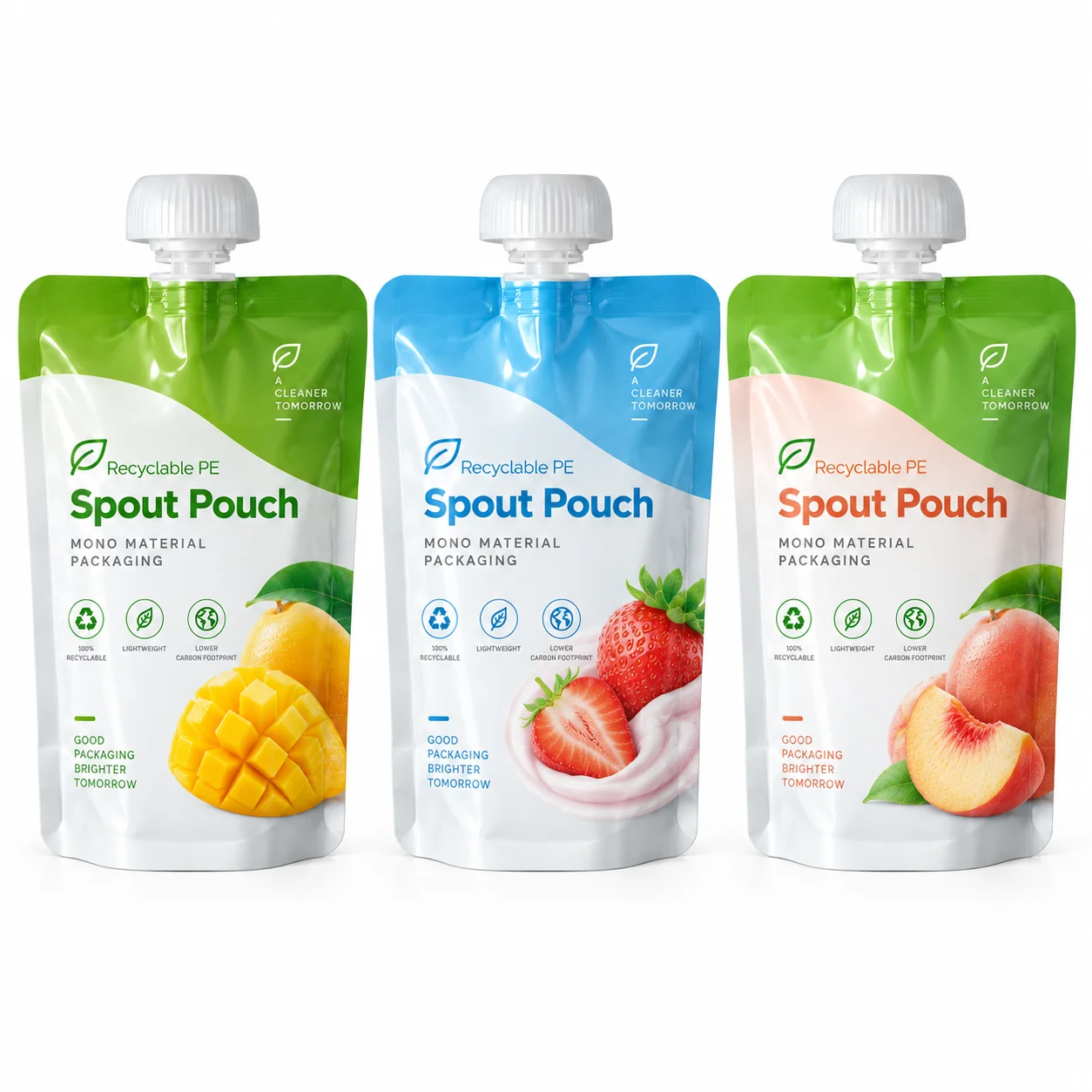 Range of recyclable spout pouches