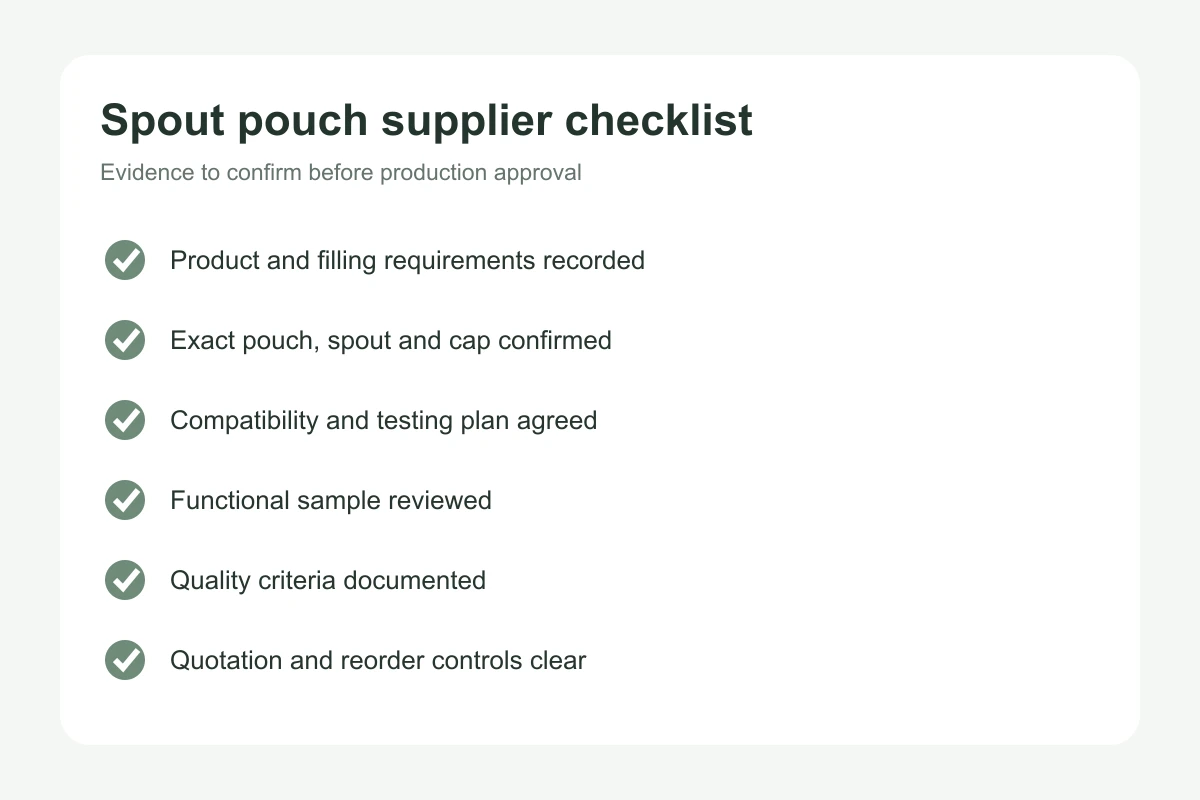 Checklist for comparing spout pouch manufacturers