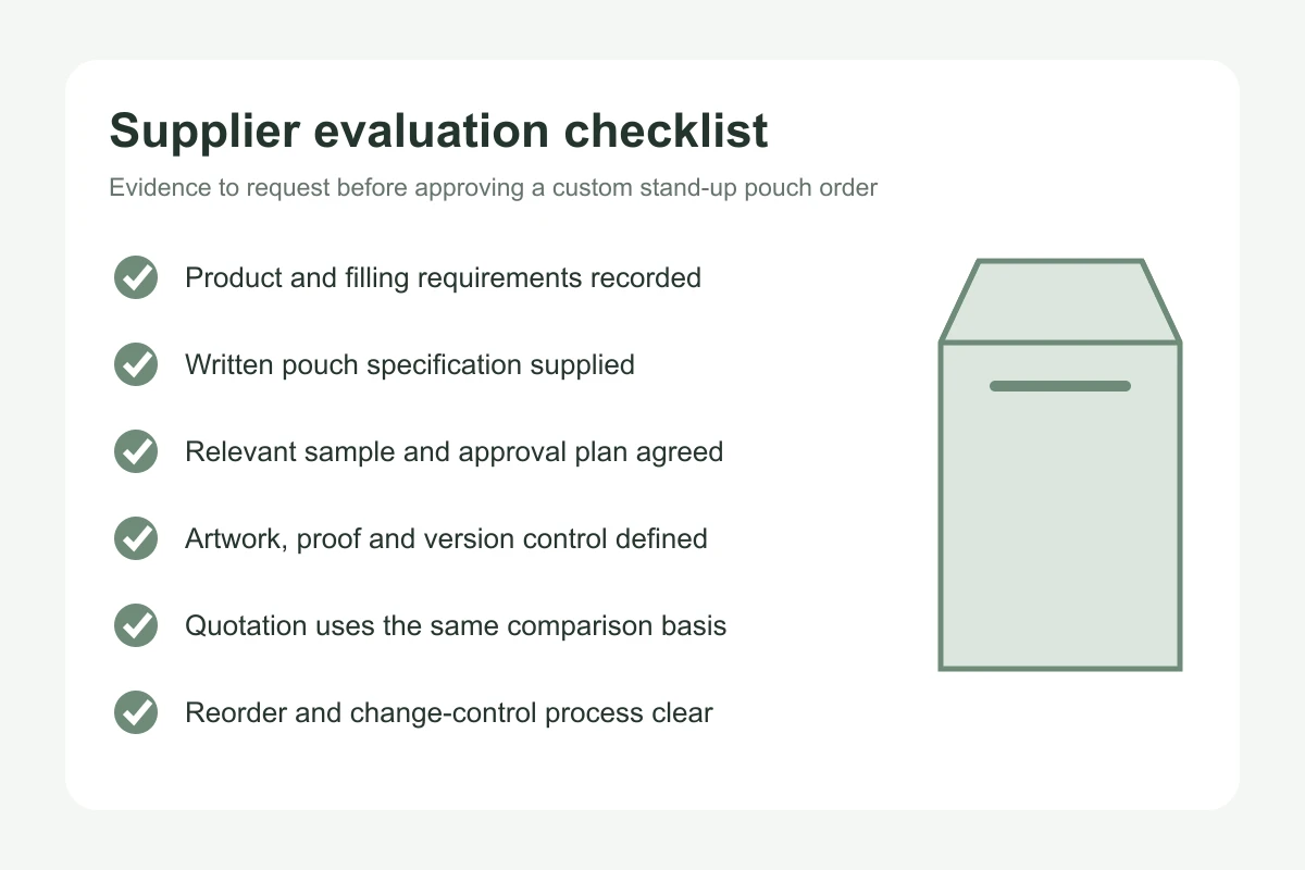 Checklist for evaluating a custom stand-up pouch supplier
