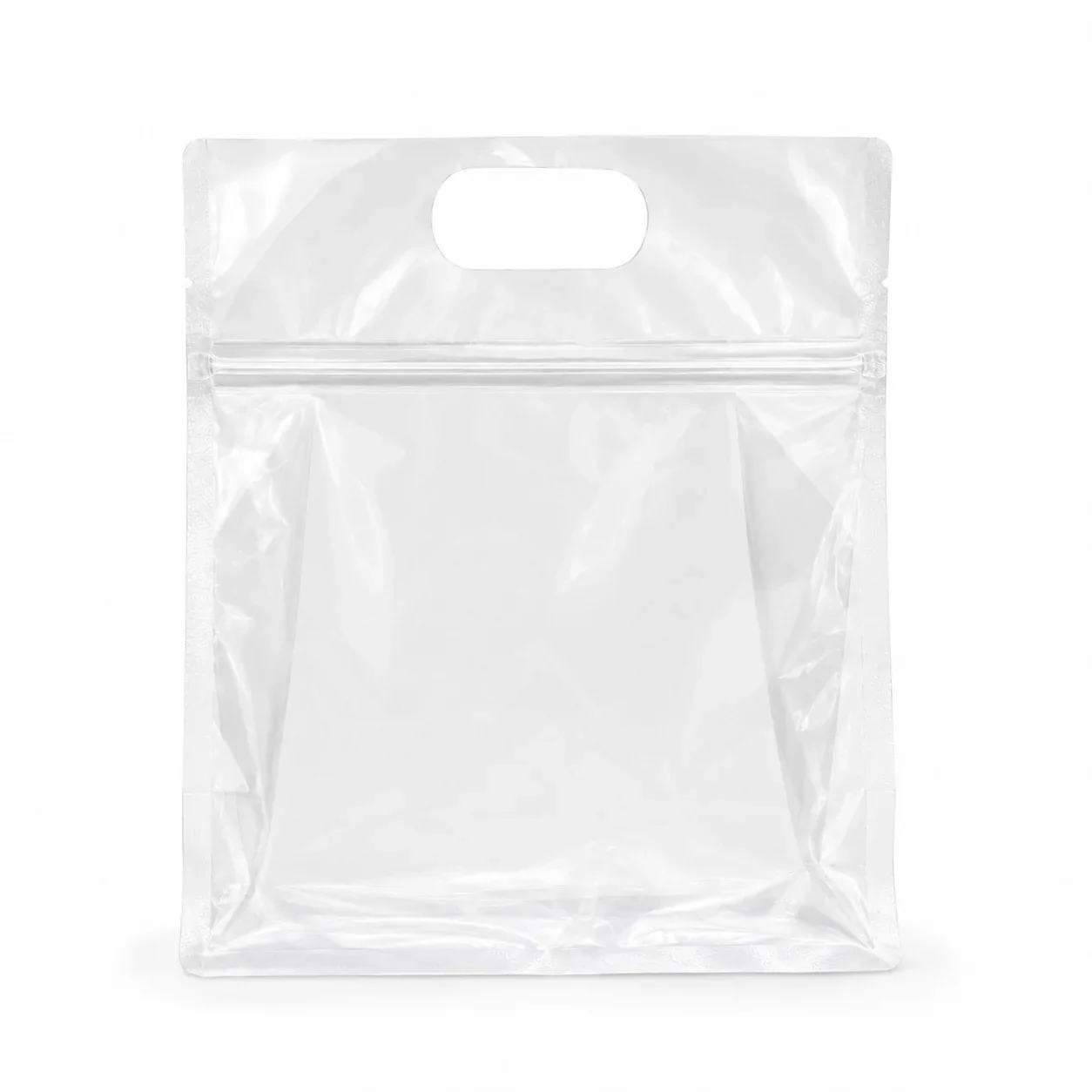 Transparent Handle General-Purpose Pouches: Food-Grade Flat Bottom Pouches in Large Stock packaging view