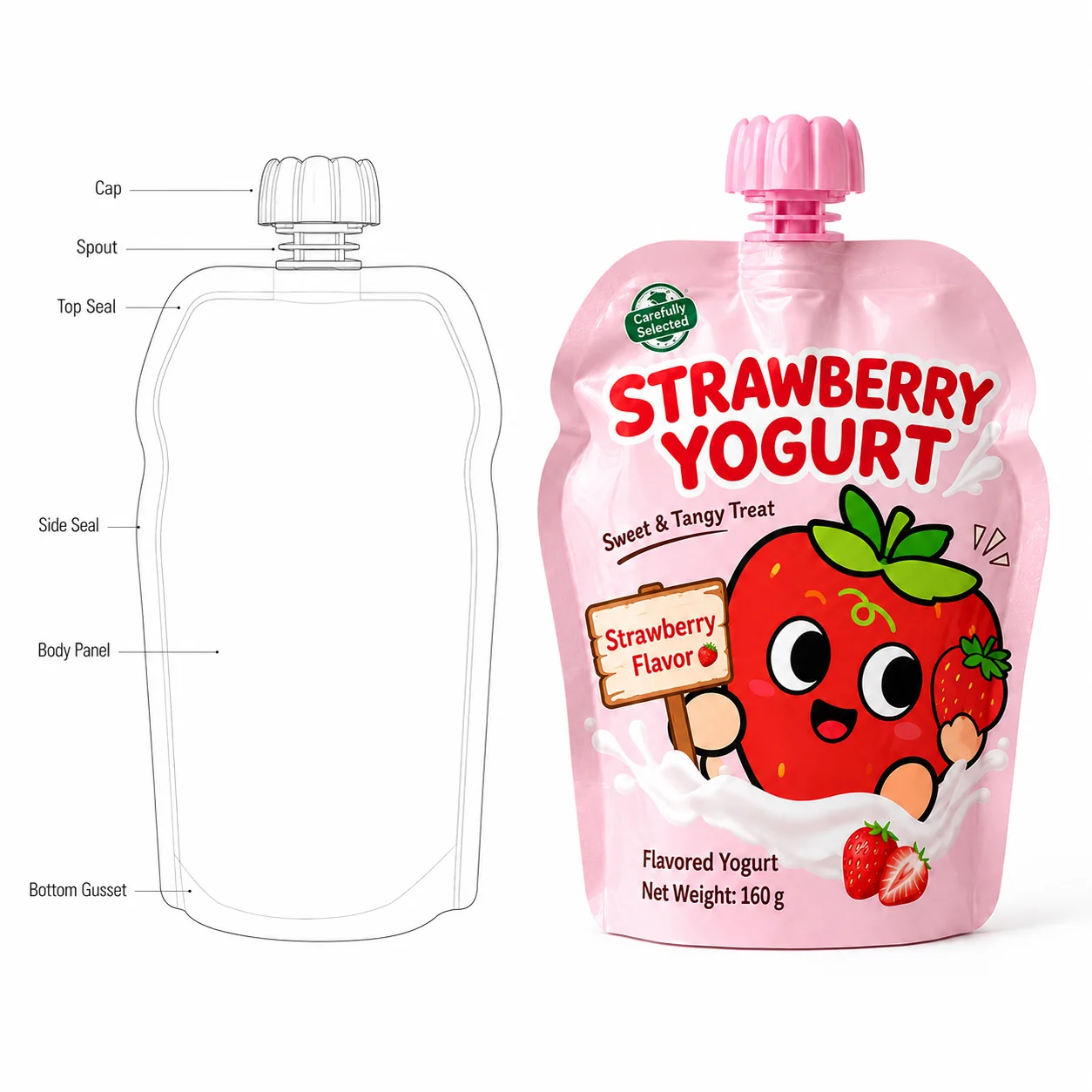 Pouch dieline and structure layout