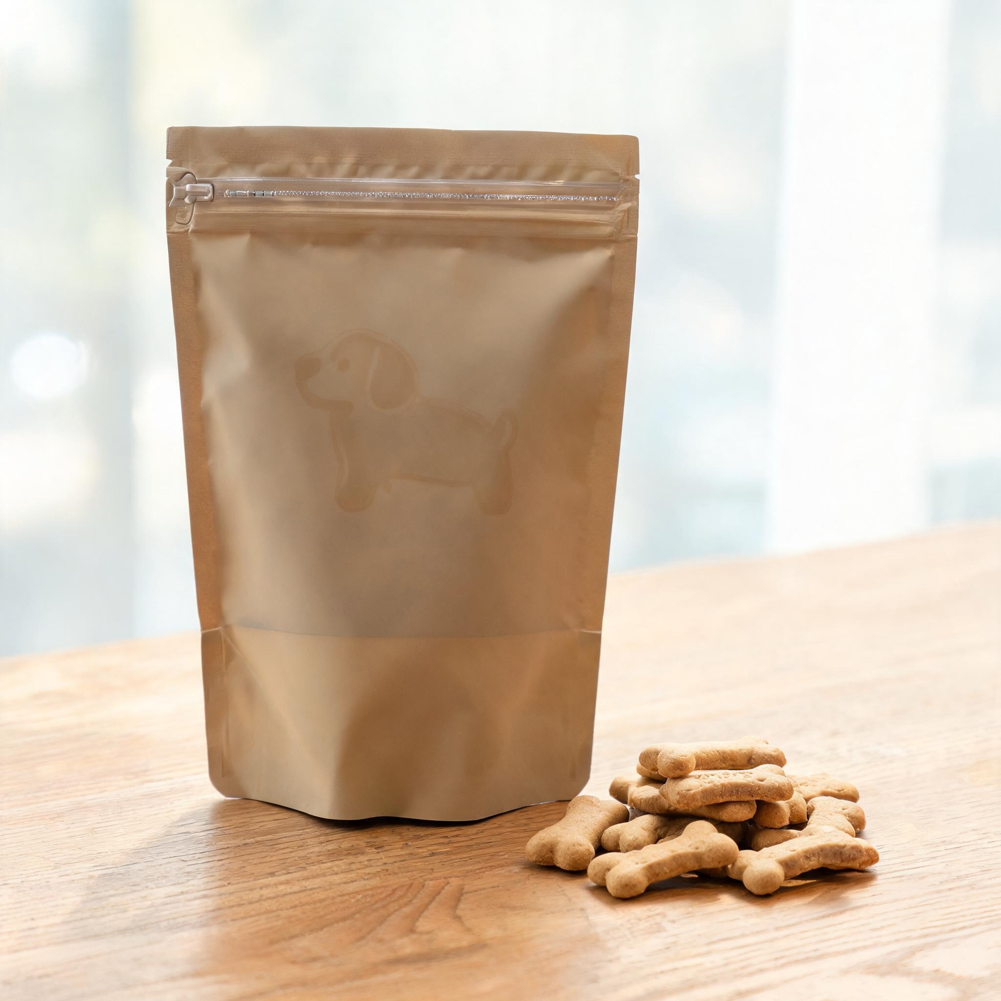 pet treat packaging pouch with resealable zipper